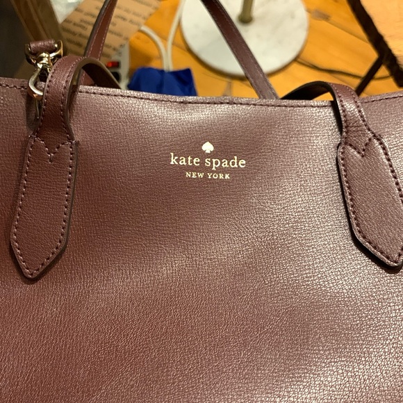 KATE SPADE HARPER CHERRY RED BURGUNDY LEATHER SATCHEL PURSE CROSSBODY STRAP - Picture 2 of 16